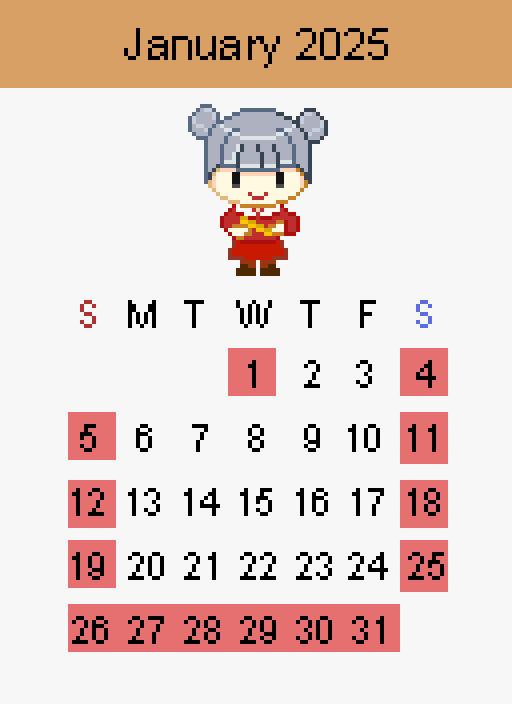 New Year Calendar 2025